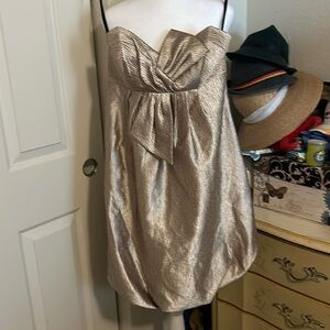 BCBGMAXAZRIA Strapless mini formal in gold with puffy bottom